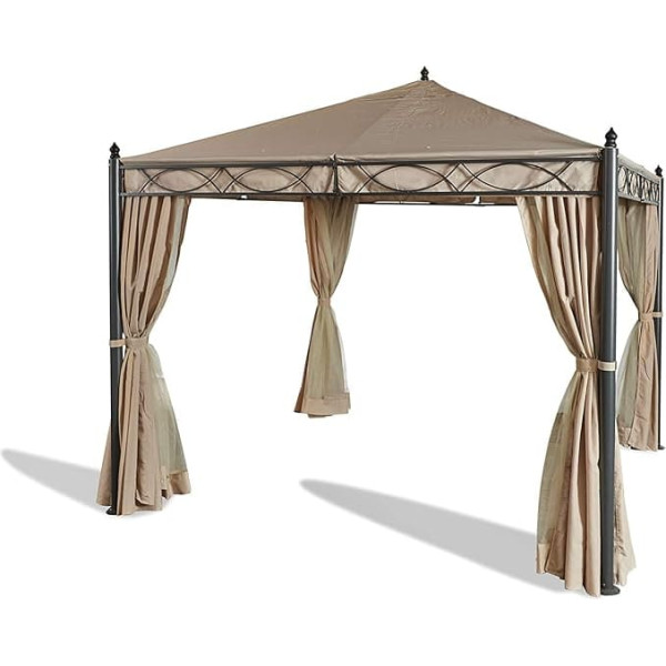 Grasekamp Qualität Seit 1972 Garden Gazebo ROM 3 x 3 m with 2 Side Panel Sets Closed and with Mosquito Net Party Tent Patio Roof