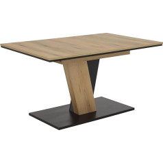 Hela Tische , Lucy Dining Table Backdrop Table Evoke Oak / Black Sychronous Extension Sloping Columns with Base Plate 140 - 180 x 90 cm
