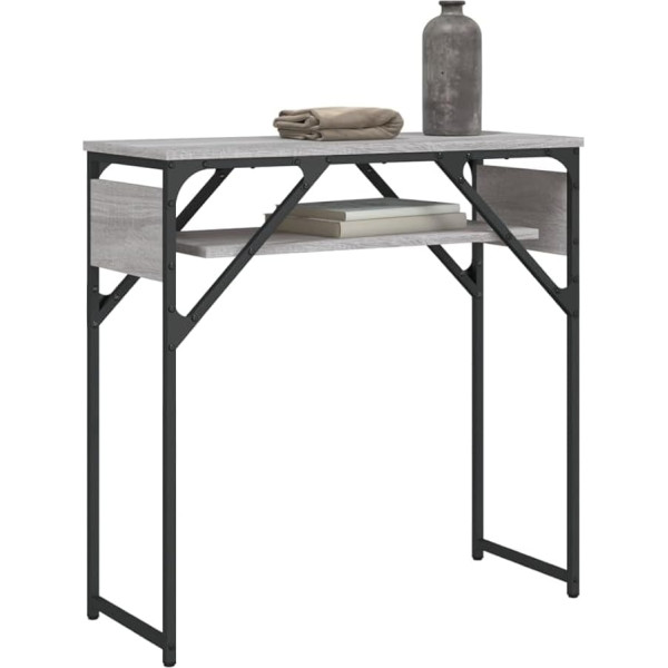 Homvdxl Console Table, 2-Tier Narrow Console Table for Hallway, Narrow 75 cm Hallway Table, Small Sofa Table for Small Spaces, Living Room, Entrance, Bedroom, Industrial, Metal Frame, Grey + Oak