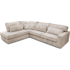 Etussi Home Sofa 3 Seater with Ottoman - Big Sofa XXL - Couch L Shape - Corner Sofa Living Room - Zoom 18 Fabric - Silver