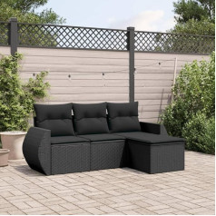 ‎Homgoday Homgoday Garden Sofa Set 4 Pieces with Black Poly Rattan Cushions Outdoor Sofas Garden Set Outdoor Garden Furniture Set Outdoor Sofas Type3221264