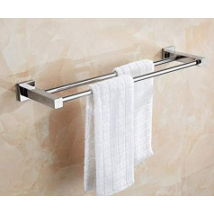 Xiajia - Towel Rail Chrome Towel Rail Stainless Steel Double Bar Towel Rail Bathroom 60 cm Towel Rail for Bathroom Kitchen Toilet Waterproof Drilling