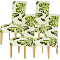 ‎Leorate Leorate Chair Covers for Dining Room Chairs, XL Size High Back Stretch Spandex Print Chair Protector for Wedding Party Banquet Hotel Home Decoration (4 Pieces, Color-310)