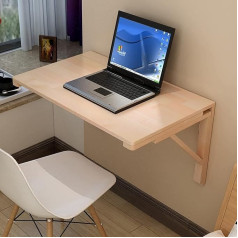 Jfunanqh HängetischWandmontierter Massivholz-Klapptisch, Wand-Esstisch, Wandschreibtisch, Zuhause, Schlafzimmer, Balkon, kleines Computerregal (Größe: 80 * 60 cm)