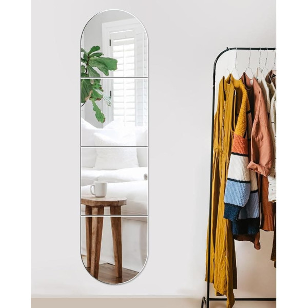 Sqinor Wall Mirror, Full-Body Mirror, Door Mirror, Decorative Mirrors, Stick-On Wall Mirror Tiles, Self-Adhesive, Glass, 30.5 x 30.5 cm, for Wardrobe, Door, Bedroom, Living Room, Hallway
