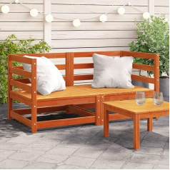 ‎Homgoday Homgoday Garden Corner Sofas Set of 2 Brown Wax 70 x 70 x 67 cm Pine Wood Sofas for Outdoor Bed Sofa Couch Garden Sofa Living Room Patio Outdoor Furniture
