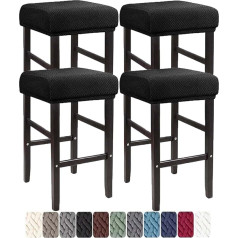 ‎Liuliweifa LIULIWEIFA Bar Stool Cover Rectangular Stretchy Counter Height Bar Stool Slipcovers Rectangular Kitchen Counter Saddle Seat Cover for Wooden and Metal Bench, Black, 4pcs