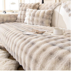 Rzyw Sofa Slipcover, Cosy, Plain, Non-Slip Plush Couch Cover, Rabbit Plush Couch Covers for 3/2/4/1-Seater, Washable, Adjustable Sofa Covers in L Shape, A6.110 x 240 cm