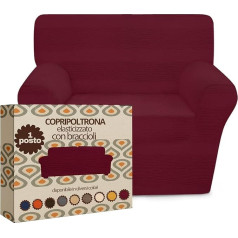 ‎Sonit Home Decor Sonit 1 Seater Armchair Cover with Armrests - 1 Seater Armchair Protector Elastic Protective Cover with Armrests Universal Armchair Cover with Elastic Armrests Made in Italy Bordeaux
