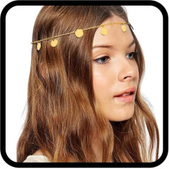 Edary Boho Sequin Head Chain Gold Tassel Headdress Prom Festival Forehead Chain Wedding Belly Dancer Hair Jewellery for Women and Girls, Rhinestone Plastic Rhinestone Plastic Sequins