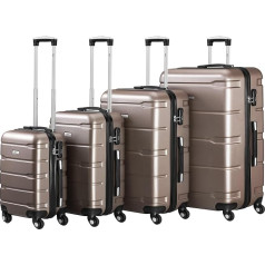 Zelsius Suitcase Set | ABS Hard Case with Combination Lock, 4 Wheels and Inner Divider | Hand Luggage Suitcase, Hard Case Set 4 Pieces, Trolley, Large Suitcase, Luggage Set, champagne, 4-piece set