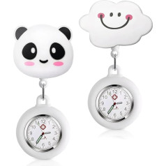YUWJOOWEE Pack of 2 Cute Nurse Watch Cute Nurse Watch Portable Retractable Pocket Watch with Luminous Care Watch Silicone Hanging Watch for Nurse Girls, White, cute nurse's watch