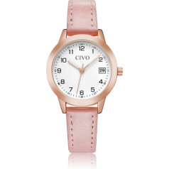 CIVO Women's Leather Watch Analogue Waterproof Small Dial Design Wrist Watch Women Quartz Date Elegant Women's Watches