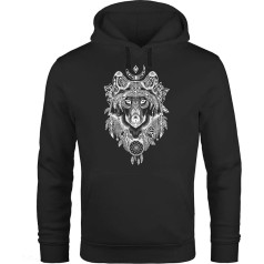 Neverless® Hoodie Men's Print Wolf Motif Print Boho Bohemian Ethnic Style Hooded Pullover Men