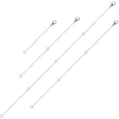 Pack of 4 Necklace Extenders Silver 5/10/15/20 cm Necklace Extender Bracelet Extension Chain Extension for Necklaces Bracelets Jewellery Making Women Men (4 Sizes)