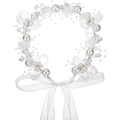 patinadrift Bridal Hair Jewellery Wedding Hair Accessories Communion Girls Bridal Jewellery Hair Wreath for Wedding Bride Bridesmaid Women Girls Flower Girl Diameter 17 cm White