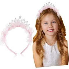 Princess Tiara Princess Crown Birthday Crowns for Children Birthday Party Crown Birthday Crown for Children Crown Headband Toddler Crown Tiaras Headband Grid Fabric Pink OHPHCALL