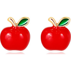 Small Apple Stud Earrings Cute Fruit Red Enamel Statement Stud Earrings Fashion Jewelry Gifts for Women Girls Christmas Eve Christmas Metal New, Metal, New