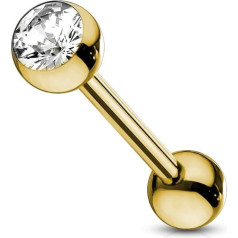 viva-adorno Barbell Piercing Bar Tongue Piercing Ear Piercing Stud Barbell Surgical Steel 316L Coated Zirconia Z309