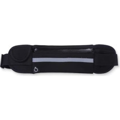 AFCJLTO 1 Piece Slim Waist Bag - For Safe Travel: Flat and Adjustable Money Belt with RFID Blocking for Men and Women, Hidden Wallet for Passport, Cards, Cash and Phone, black