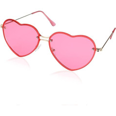 FORMIZON Heart Shape Sunglasses, UV400 Fashion Rimless Sunglasses, Heart Shaped Sunglasses, Metal Frame, Retro Sunglasses, Hippie Glasses, Colourful Heart Glasses, Thin for Men and Women, Accessories,