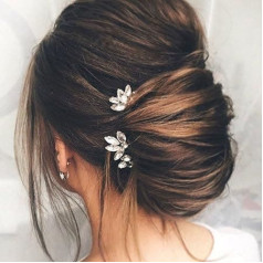 Runmi Wedding Hair Pins Silver Bridal Hairpiece Crystal Bridal Headpiece Wedding Hair Accessories for Women and Girls (Pack of 3) (Silver)