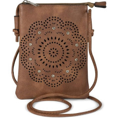 styleBREAKER 02012367 Women's Mini Bag Shoulder Bag with Flowers Laser Cut Cutout Pattern and Rhinestones Shoulder Bag Handbag