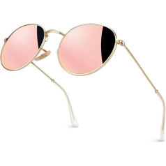 GQUEEN MFF7 Retro Round Mirrored Polarised Sunglasses for Men and Women UV400 Protection