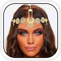 Fashband Boho Head Chain Gold Vintage Headpiece Carved Water Drop Tassel Hair Accessories Festival Headband for Women and Girls