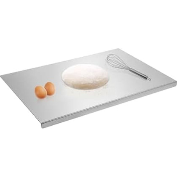 Sibosen Stainless Steel Chopping Board, 60 x 40 cm, Worktop Kneading Board, Metal Kitchen Board, Dishwasher Safe for Kneading, Cutting & Baking, Kitchen Plate with Stop Edge