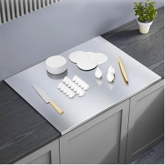 Stainless Steel Worktop Kneading Board, 30 x 40 cm, Stainless Steel Chopping Board, Stainless Steel Worktop, Stainless Steel Board Kitchen with Stop Edge, Chopping Board Stainless Steel for Kneading,