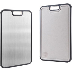 Stainless Steel Chopping Board Double Sided Food Grade Chopping Board 38x25cm Butcher Block Cutting Board Stainless Steel and Wheat Straw PP Cutting Boards for Kitchen Vegetables Meat