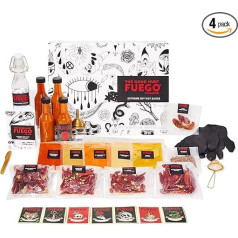 Thoughtfully Gourmet XXL DIY Hot Sauce Set, Large Hot Sauce Kit to Make Yourself - Gift Set Including 4 Bottles, Spices, Recipe Book and Accessories