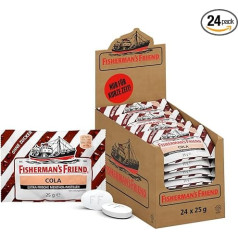 Fisherman's Friend Cola Storage Box, Exclusive Variety with Menthol Flavour, Sugar-Free and Vegan, Cola Sweets for Fresh Breath, 24 x 25 g
