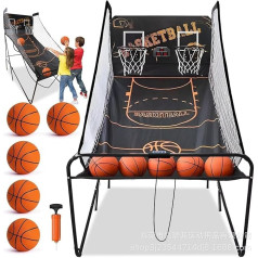 Folding Electronic Basketball Arcade Game with Score Counter, Double Basketball Throwing Machine, Portable Double Basket Stand, with Scoreboard, A