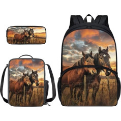 Rucksack-Set Für Kinder, Jungen Und Mädchen, 17 Zoll, Große Schultasche Mit Lunchtasche, Federmäppchen, 3-Teiliges Set Für Den Schulanfang (Stil 10, Einheitsgröße)