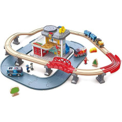 Hape Emergency Main Quatier with Wooden and Road Railway Track 3+ Years