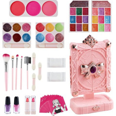 Make-up-Set für Mädchen, Kinder-Make-up-Sets - Prinzessin kleines Mädchen-Make-up-Spielset | Großes Aufbewahrungsbox-Design, Make-up-Beauty-Set für Kindertag, Weihnachten, Geburtstag, Neujahr