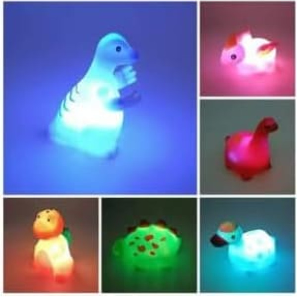 6 Stück Dinosaurier Badespielzeug mit Licht, Badewannenspielzeug, Badespielzeug Baby, Wasserspielzeug Badewanne Spielzeug Kinder, Leuchtet Wasserspielzeug Sensorik Bath Toys für Jungen und Mädchen