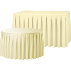 Elegant Event Essentials - 1 Stück Falten-Tischrock – geeignet für rechteckige und runde Tische – für Hochzeitsveranstaltungen, Empfänge, Geburtstagsfeiern, Catering – Polyester (Elfenbein) (7,6 m)