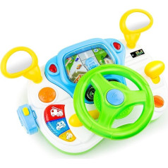 Love&Mini Steering Wheel Toys for Girls Boys - Baby Car Toys with Light and Music, Simulation Driving Learning Educational Toys for 1 2 3 4 5 Year Old Boys Girls Birthday and Xmas Gifts