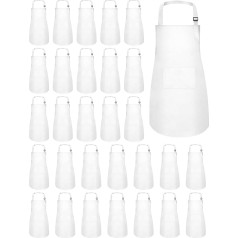 ZLEVEAYN Kinderschürzen, verstellbar, mit Taschen, für Mädchen, Malerei, Kochen, Backen, Größe L für 6–12 Jahre, 30 Stück
