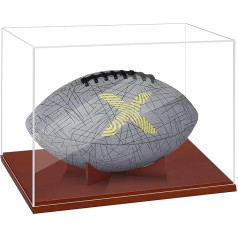 FXAAGFH 30,5 cm große Fußball-Vitrine, Holzsockel, Ständer, volle Größe, UV-geschützter Erinnerungsstück-Halter, Acryl, transparente Box für Fußball-Fans, Sammler, Sport-Sammlerstücke, keine Montage