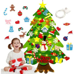 Felt Christmas Tree for Toddlers, Felt Christmas Tree for Kids, DIY Christmas Decoration, Felt Christmas Tree for Children, Christmas, DIY Wall Hanging, 32 Ornaments, Children's Gift with