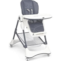 COSTWAY 4-in-1 Folding Baby Highchair, Mobile High Chair with Reclining Function, Adjustable Backrest, 5-Point Safety Belt, Removable Double Tray, Storage Basket for Babies up to 36 Months