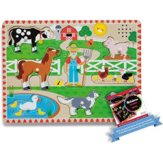 Old MacDonald's Farm: 8-Piece Sound Puzzle + Free melissa & doug Scratch Art Mini Pad Bundle (07382)