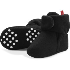 Baby Fleece Booties Newborn Unisex Booties Non-Slip Newborn Infant First Walkers Warm Shoes House Slippers for Baby Boys & Baby Girls Toddlers, black