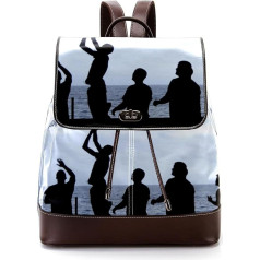 Personalisierte Schultaschen Büchertaschen für Teenager, Silhouette von Männern, Basketball spielen, Mehrfarbig, 27x12.3x32cm, Rucksack Rucksäcke