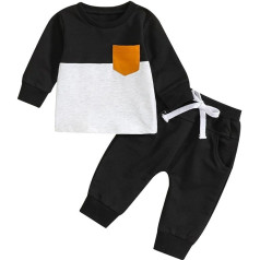 A-342 Baby Boys Clothes Set Toddler Fall Long Sleeved Colour Block Sweatshirt Pant Suit 0 to 3 Years Cute Kids Outfits