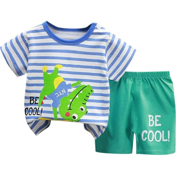 Generisch Shorts und T-Shirt Set für Kinder Elastische Taille Baummwolle Hosen mit Shirt Sets Loungewear Kinderkleidung Sommer Kleidung Outfit 2-teilig Activewear Jungen 2-11 Jahre